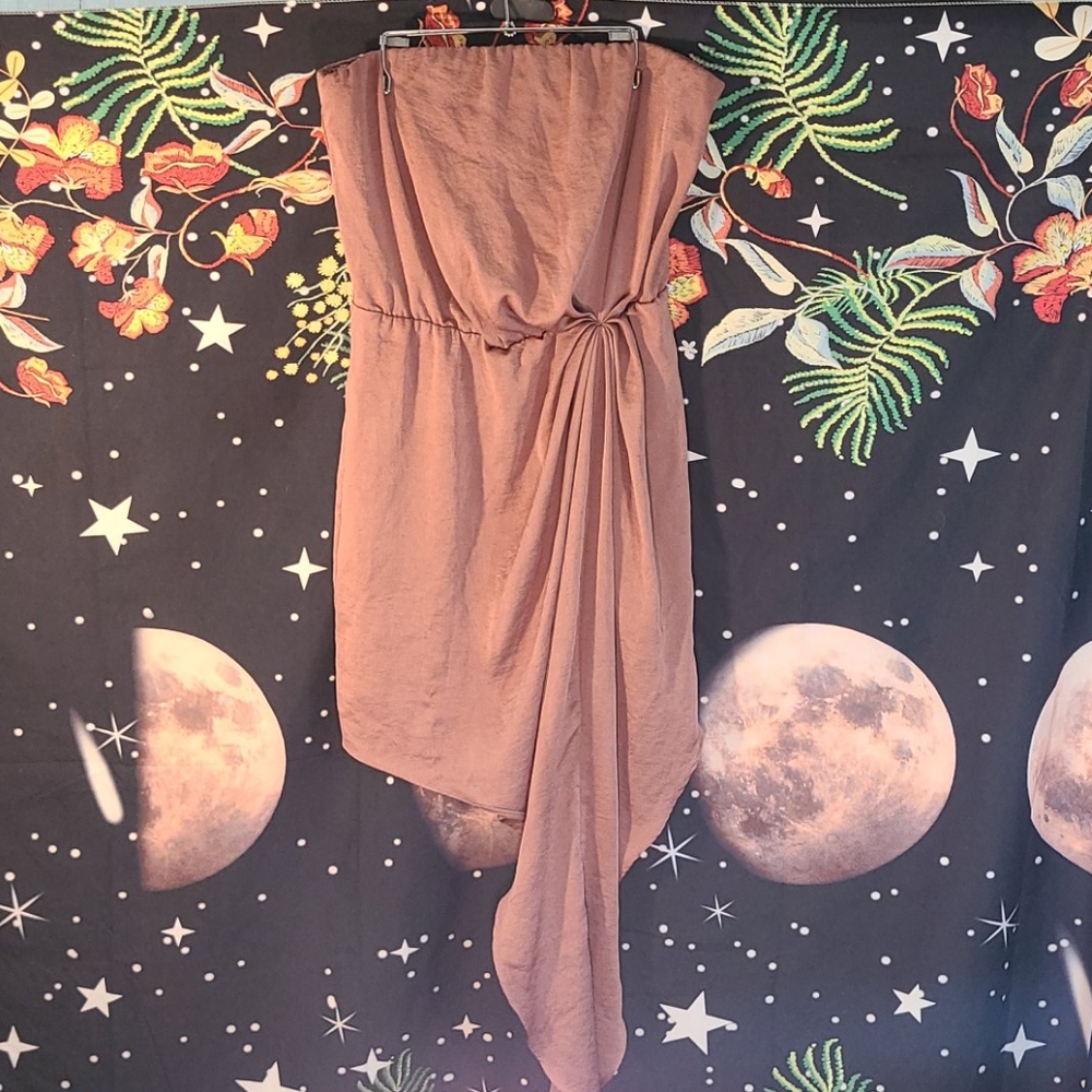 EXPRESS Strapless Bronze Cocktail Dress short mini